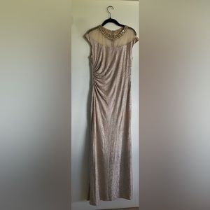 David Meister gold dress embellished 8